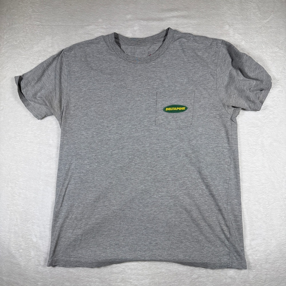 Delta Pine‎ Home Grown T Shirt Gray Mens Medium Cotton Blend Pocket Tee